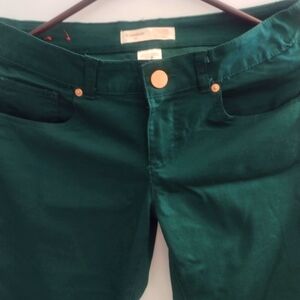 Women's Emerald Green Mid-Rise Stretch Pants